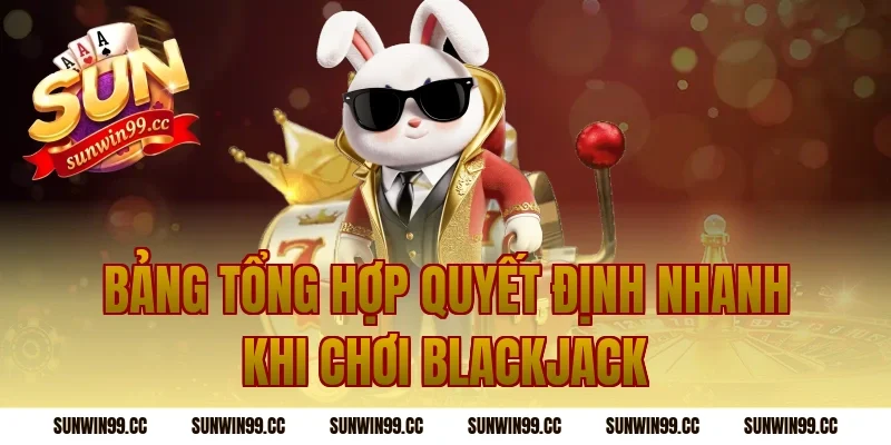 Bảng tổng hợp quyết định nhanh khi chơi blackjack